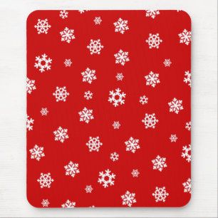 Snowflakes (White) [Christmas Pattern] Mouse Mat