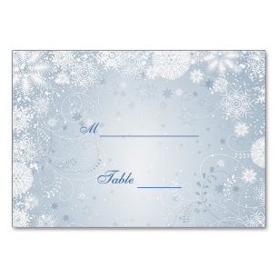 Snowflakes white silver blue Table Place card