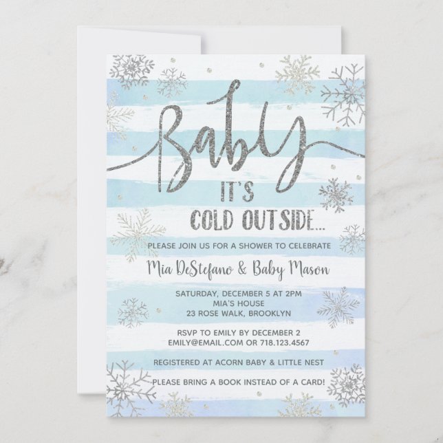 Snowflakes Winter Baby Shower Invitation (Front)