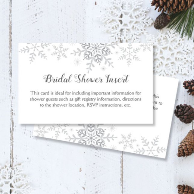 Snowflakes Winter Bridal Shower Invitation Insert (Creator Uploaded)