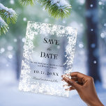 Snowflakes winter clear wedding Save the Date card Acrylic Invitations<br><div class="desc">Announce your special day in style with this Snowflakes Winter Clear Wedding Save the Date Card. Crafted with a sleek transparent acrylic look, this design captures the serene beauty of a winter wonderland. Delicate white snowflakes shimmer softly against the clear background, creating a modern and luxurious first impression of your...</div>