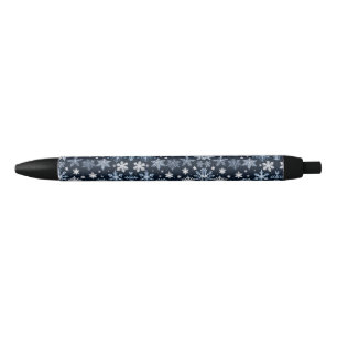 Snowflakes Winter Design Blue Cold Cute Black Ink Pen