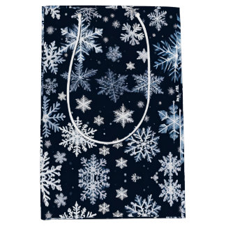 Snowflakes Winter Design Blue Cold Cute Medium Gift Bag