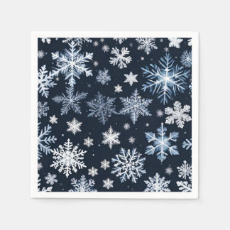 Snowflakes Winter Design Blue Cold Cute Napkin