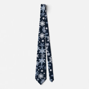 Snowflakes Winter Design Blue Cold Cute Tie