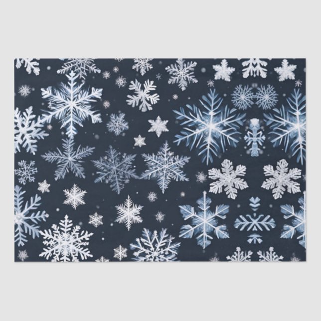 Snowflakes Winter Design Blue Cold Cute Tissue Paper (Front)