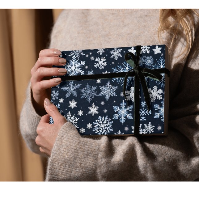 Snowflakes Winter Design Blue Cold Cute Wrapping Paper (Creator Uploaded)