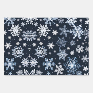 Snowflakes Winter Design Blue Cold Cute Wrapping Paper Sheet