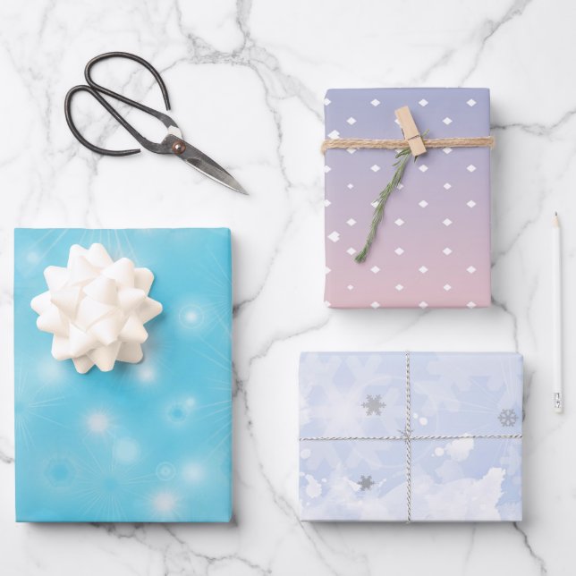 Snowflakes winter Elegant pastel colours Christmas Wrapping Paper Sheet (Front)