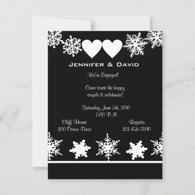 Snowflakes Winter Engagement Party Invitation (Front)