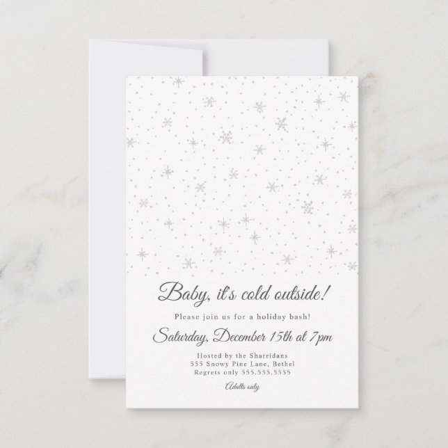 Snowflakes winter holiday party invitation (Front)