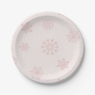 Snowflakes Winter It's Cold Outside Baby Shower Paper Plate