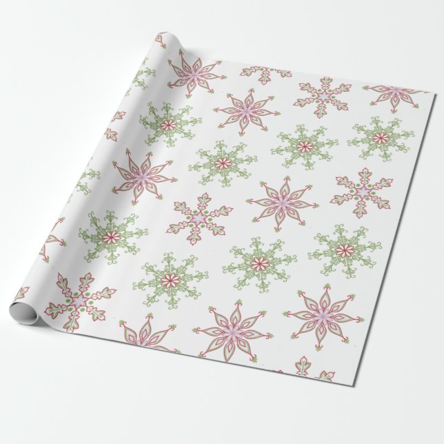 Snowflakes Winter Modern Stylish Holiday Christmas Wrapping Paper (Unrolled)