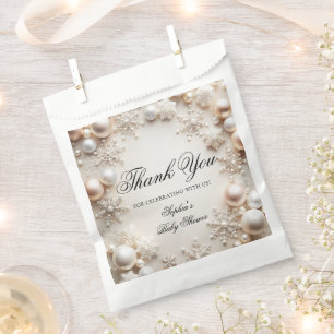 Snowflakes Winter Neutral Baby Shower Thank You Favour Bags