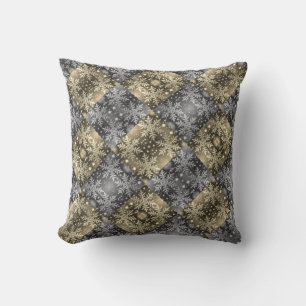 Snowflakes Winter Night / Sepia / Tilted Mirror Cushion