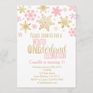 Snowflakes Winter ONEderland Birthday Invitation