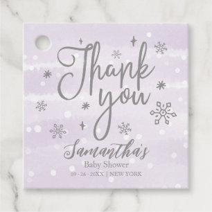 Snowflakes Winter Purple Baby Shower Thank You Favour Tags