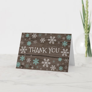 Snowflakes Winter rustic wood Thank You Card