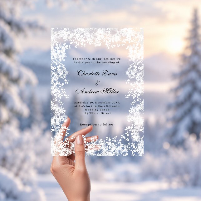 Snowflakes winter script clear wedding acrylic invitations (Creator Uploaded)