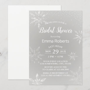 Snowflakes Winter Wedding Bridal Shower Invitation