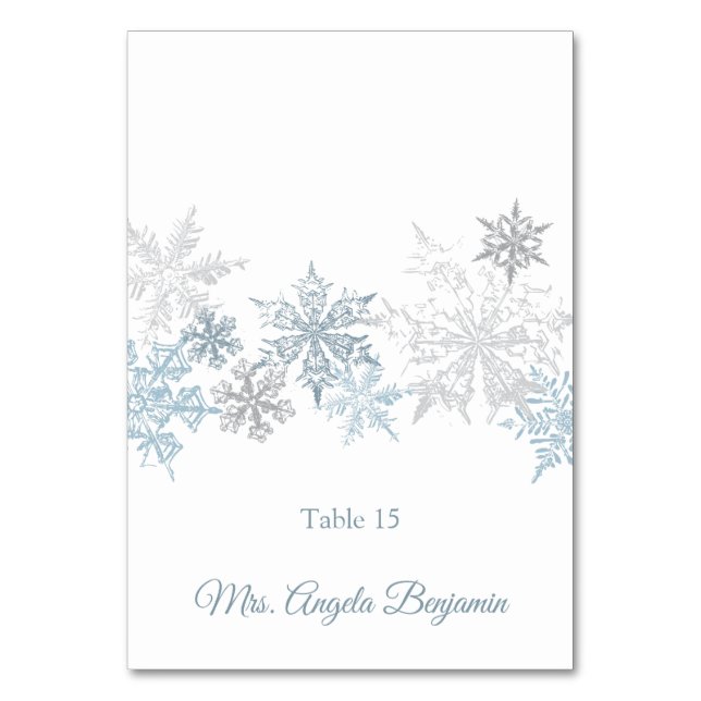 Snowflakes Winter Wedding Elegant Place Card (Front)