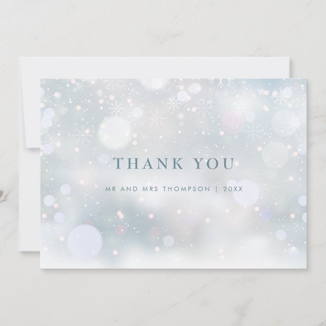 Snowflakes Winter Wedding Elegant Thank You (Front)