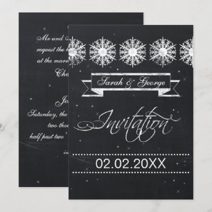 snowflakes winter wedding invitation