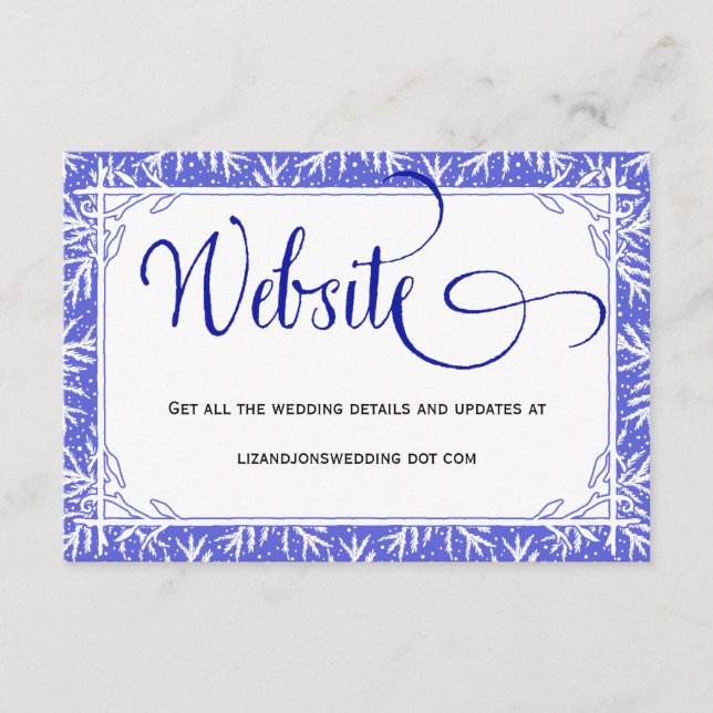 Snowflakes Winter Wedding Website Information Card (Front)
