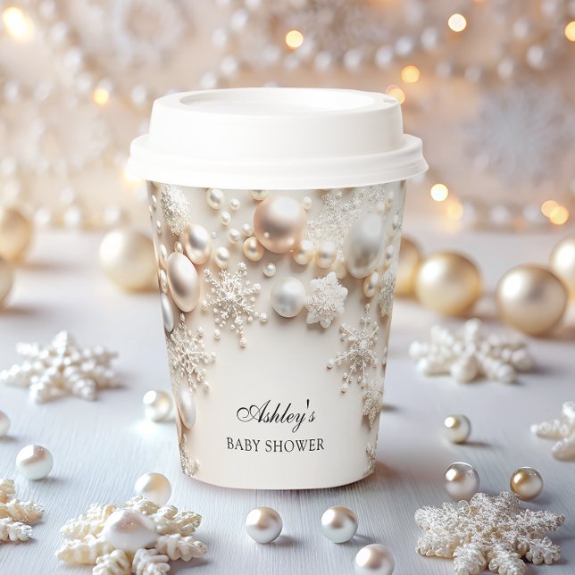 Snowflakes Winter Wonderland Baby Shower Paper Cups (Creator Uploaded)