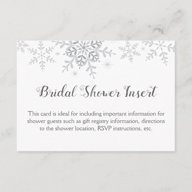 Snowflakes Winter Wonderland Bridal Shower Insert (Front)