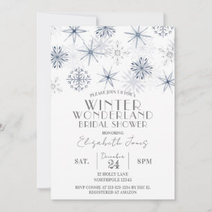 Snowflakes Winter Wonderland Bridal Shower Invitation
