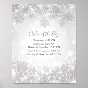 Snowflakes Winter Wonderland Wedding Order of Day Poster