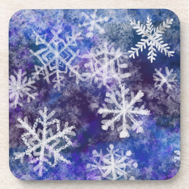 Snowflakes With blue background Coaster (Front)