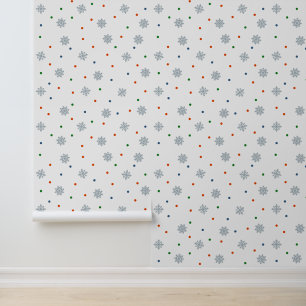 Snowflakes with colourful dots wallpaper
