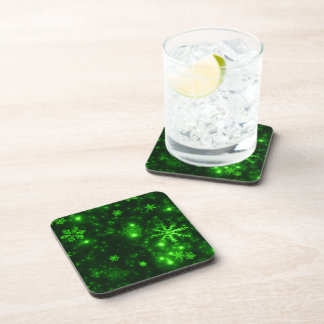 Snowflakes with Green Background Coaster