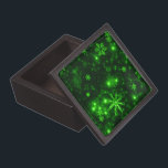 Snowflakes with Green Background Jewellery Box<br><div class="desc">Merry Christmas celebration with this item. This design looks good on any product. ⭐PERSONALIZE this template with your artwork. ⭐EDIT it further to make more changes. ⭐TRANSFER this design to any product. Visit all my stores at bit.ly/SandyspiderStores (cut and paste).</div>