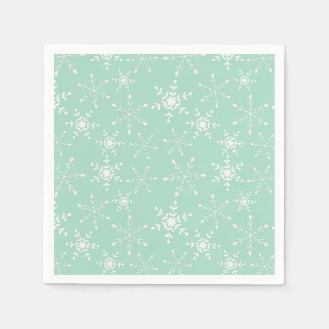 Snowflakes with light green background napkin (Front)