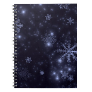 Snowflakes with Midnight Blue Background Notebook
