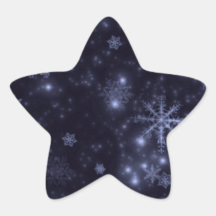 Snowflakes with Midnight Blue Background Star Sticker