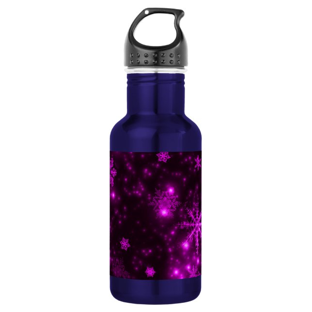 Snowflakes with Purple Background 532 Ml Water Bottle (Front)