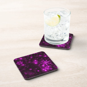 Snowflakes with Purple Background Coaster