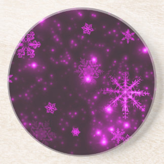 Snowflakes with Purple Background Coaster