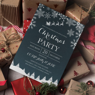 Snowflakes With Santa Corporate Christmas  Invitation