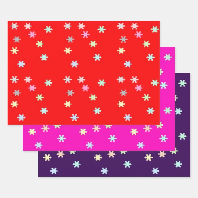 Snowflakes Wrapping Paper 3 Flat Sheets (Set)