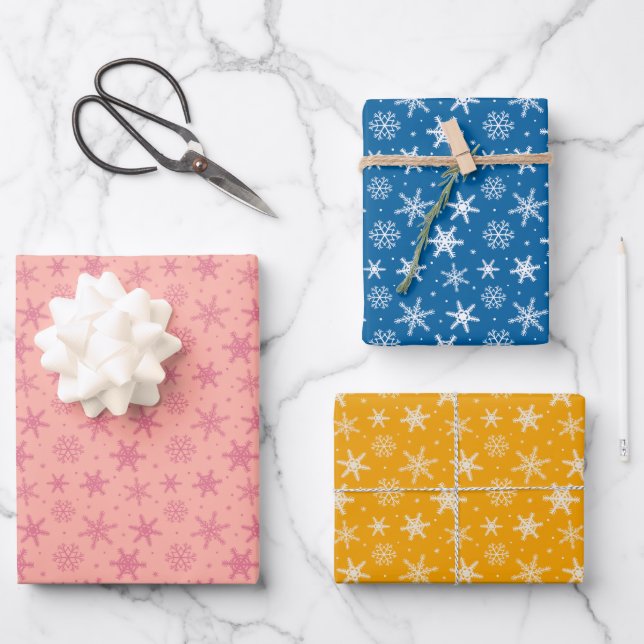Snowflakes wrapping paper set of 3 (Front)