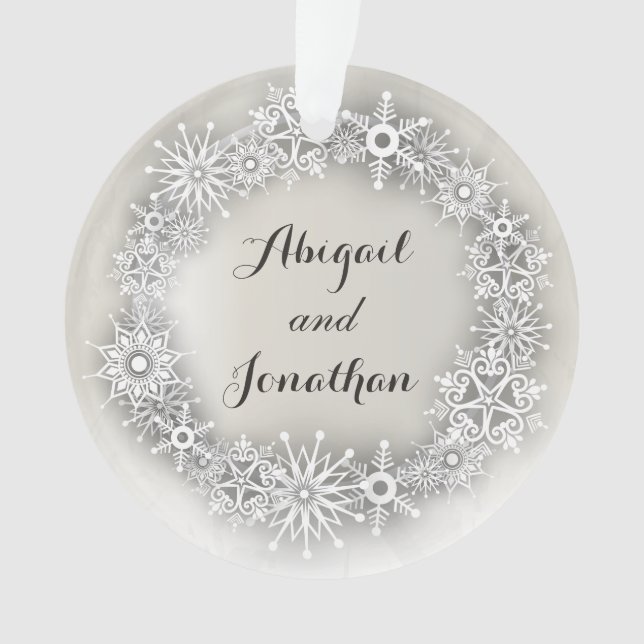 Snowflakes Wreath Personalised Christmas Ornament (Front)