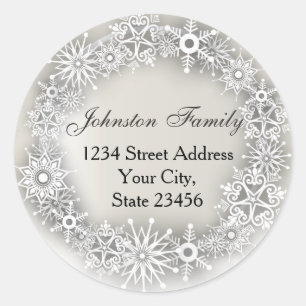 Snowflakes Wreath Personalised Christmas Stickers