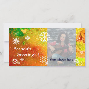 SNOWFLAKES ,yellow,red,brown,orange,green,white Holiday Card