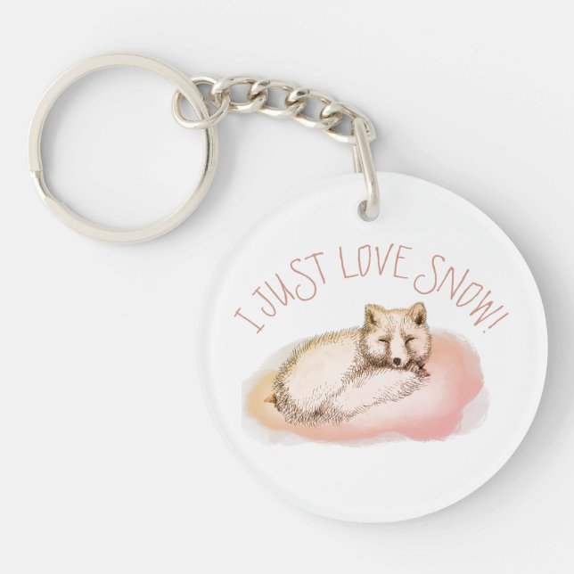 Snowfox, arctic fox key ring (Front)