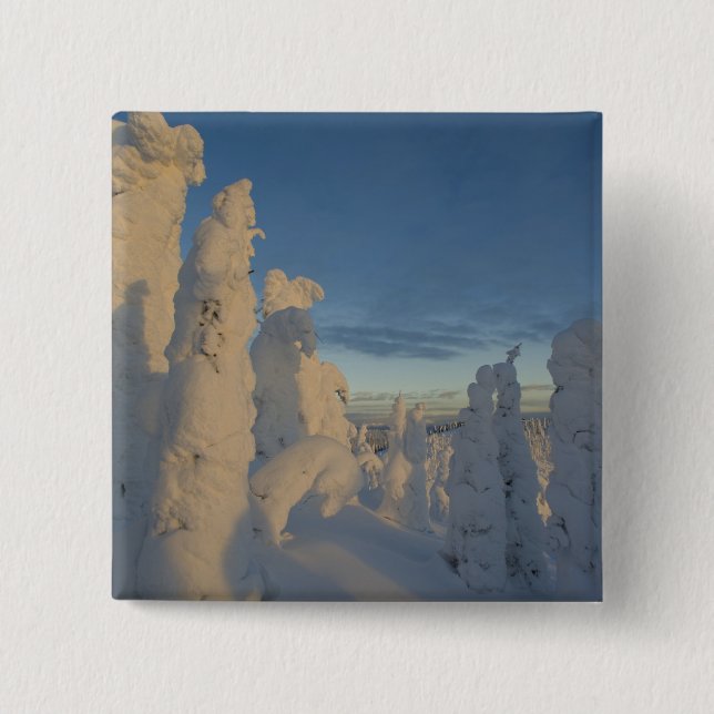 Snowghosts at sunset at Whitefish Mountain 2 15 Cm Square Badge (Front)